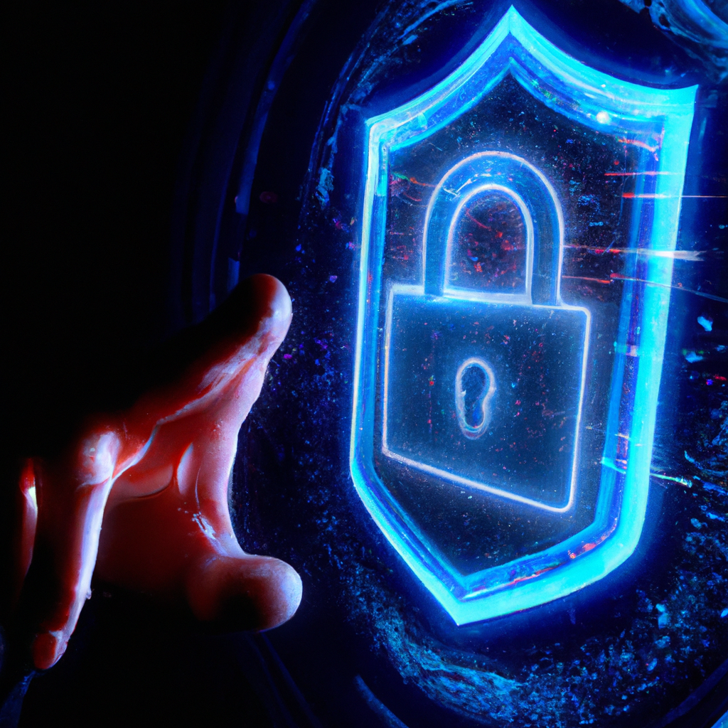 Fondo ciberseguridad con escudo y candado, tonos azules, detalle alto